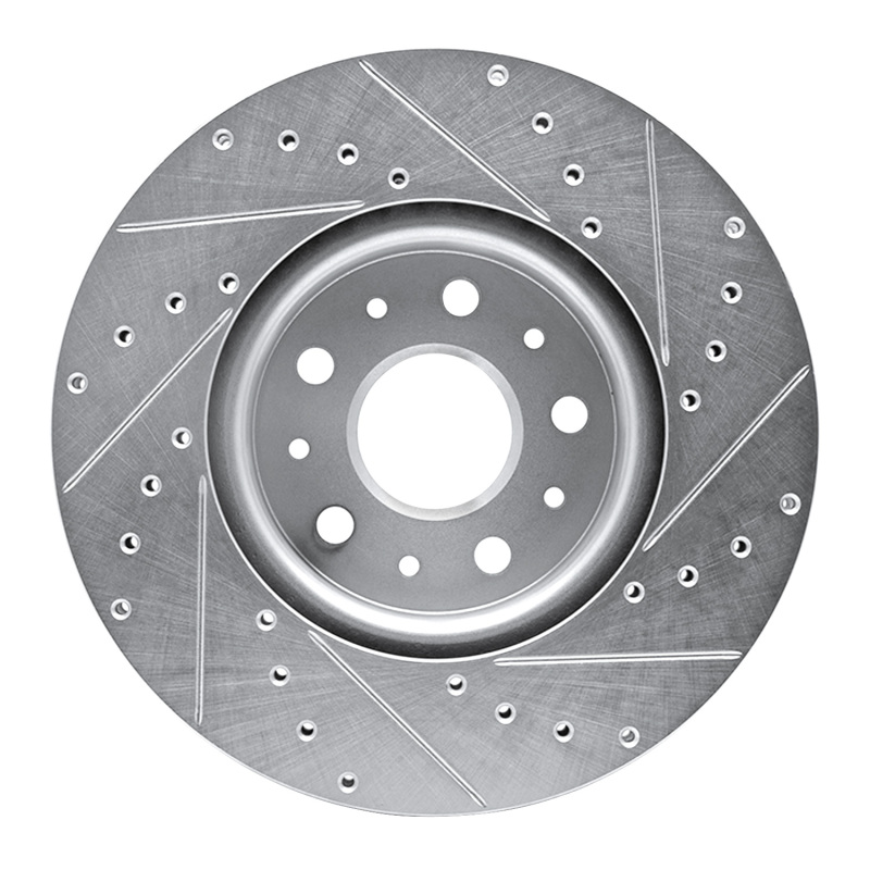 Cadillac CT5 Brake Rotor (1) - Front Left - R1 Concepts - Drilled & Slotted - Silver - `16-`25